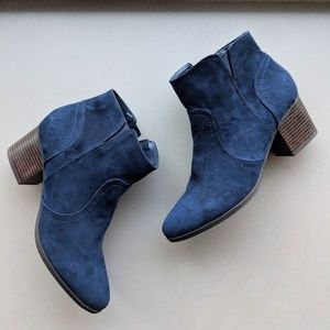Blue suede booties 8